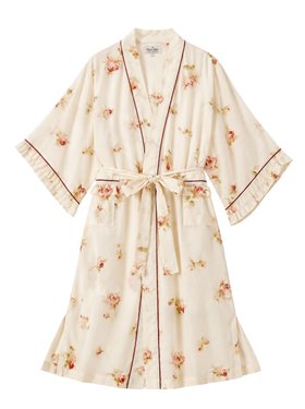 Their Nibs x French Bedroom Ivory Nostalgic Rose Cotton Voile Dressing Gown