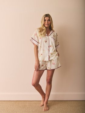 Their Nibs x French Bedroom Ivory Nostalgic Rose Cotton Voile Short Pyjamas
