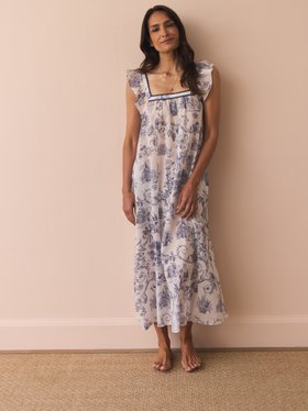 Their Nibs x French Bedroom Navy Blue Toile Cotton Maxi Nightdress