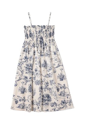 Their Nibs x French Bedroom Navy Blue Toile Shirred Midi Nightdress