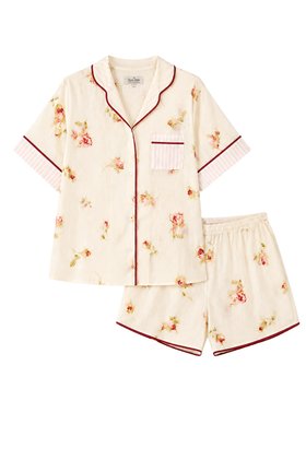 Their Nibs x French Bedroom Ivory Nostalgic Rose Cotton Voile Short Pyjamas
