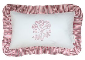Floral Handblock Ruffle Cushion
