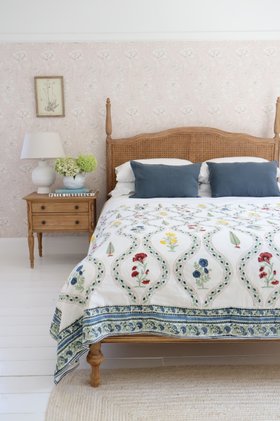 French Bedroom_Cypress Trellis Handblock Large Bedspread_£140