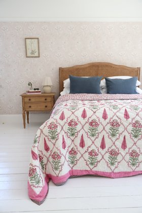 French Bedroom_Berry Garden Large Quilted Bedspread_£185