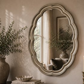 French_Bedroom_Scalloped Silver Wall Mirror_£260