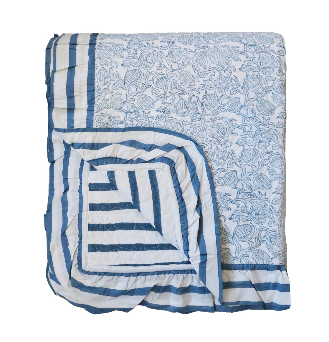 French Bedroom_Anika Stripe & Floral Cotton Bedspread_£180