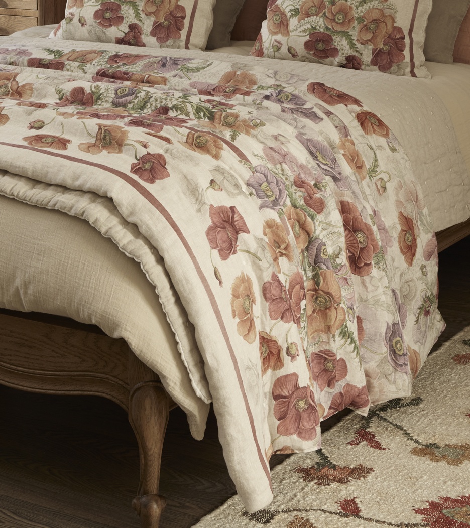 French Bedroom_Fields of Poppies Linen Bedspread_£380