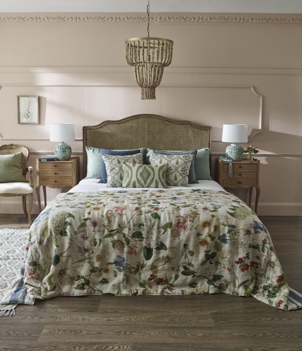 French Bedroom_Drunken Dragonfly Linen Bedspread_£345