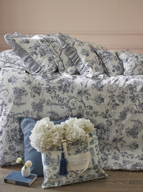 French Bedroom_French Toile Blue Bed Linen Set_£95