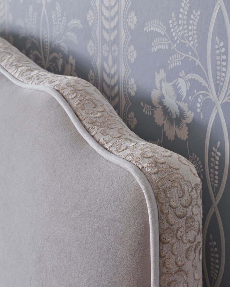 French Bedroom_Le Perlage Velvet Embroidered Bed_£1,795