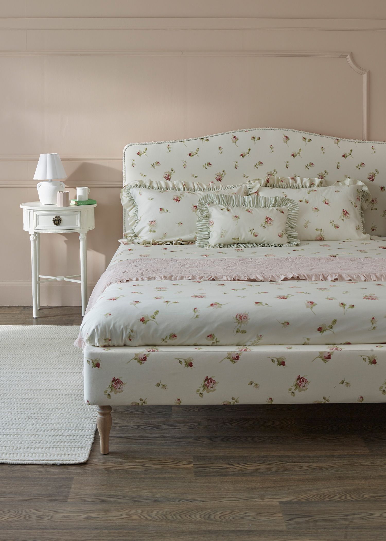 French Bedroom Nostalgic Rose Ruffle Bed_£1395