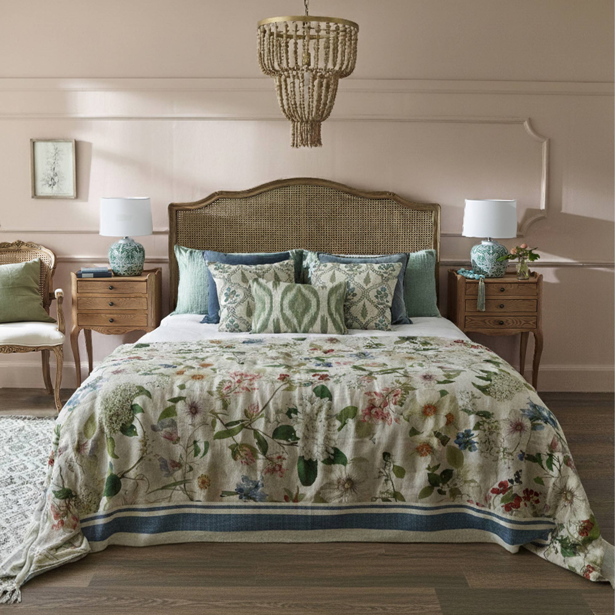 French Bedroom_Drunken Dragonfly Linen Bedspread_£345