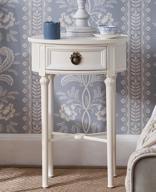 French Bedroom_Gustavian White Oval Nightstand_£395