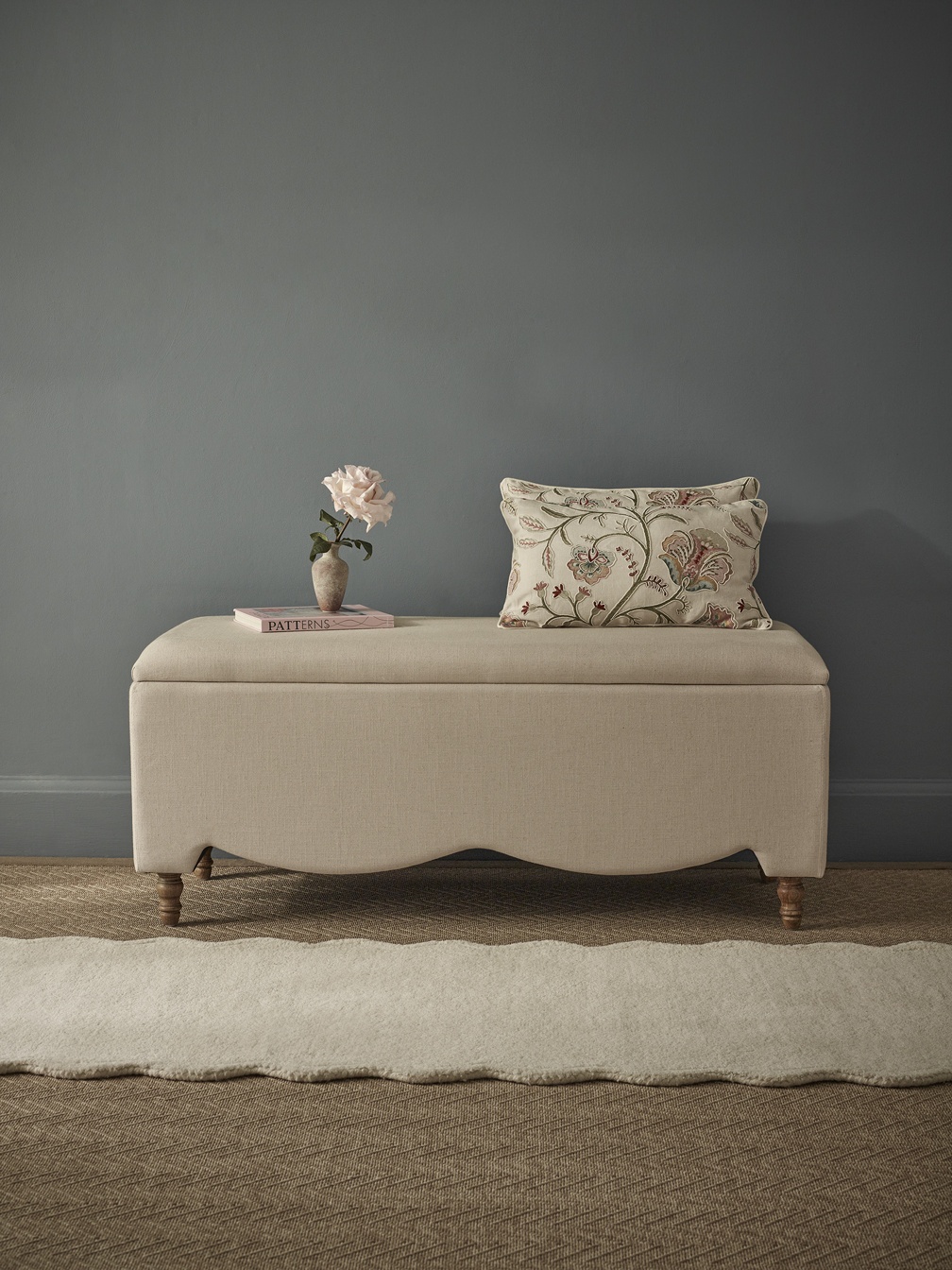 French Bedroom_Love Story Storage Ottoman in Oatmeal Linen_£575