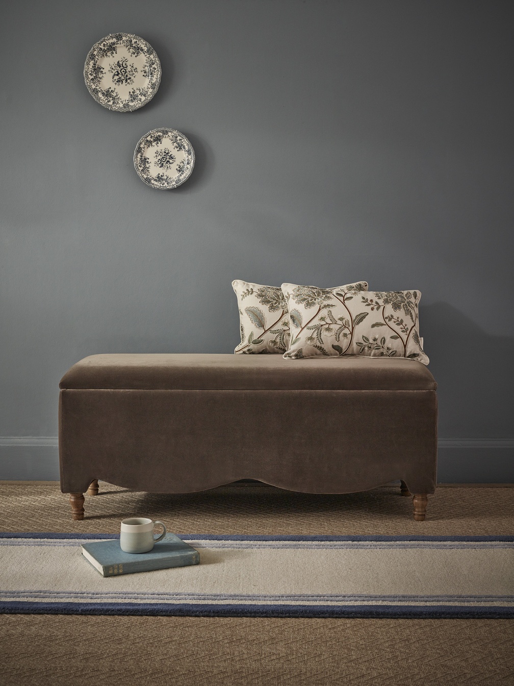 French Bedroom_Love Story Storage Ottoman in Mole Brown Velvet_£575