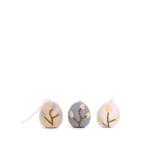 Embroidered Floral Egg Baubles (Set of 3)