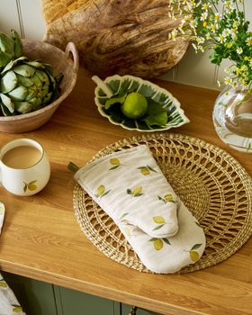 Lemons Linen Oven Mitt