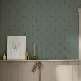 Highland Stag Wallpaper - Dark Heritage Teal