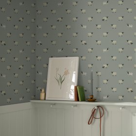 Sheep Wallpaper - Witham Blue