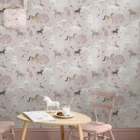 Forest Ponies Wallpaper - Chalk Blush