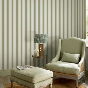 Oundle Stripe Wallpaper - Mossbank Green