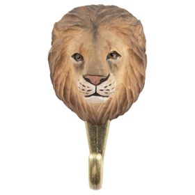 Hand-carved Lion Wall Hook by Wildlife Garden