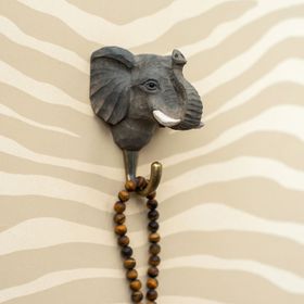 Hand-carved Elephant Wall Hook by Wildlife Garden