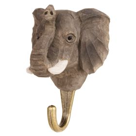 Hand-carved Elephant Wall Hook by Wildlife Garden