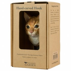 Wildlife Garden Hand-Carved. Wall Hook – Ginger Cat