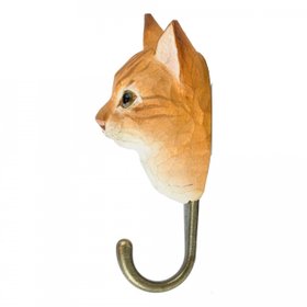 Wildlife Garden Hand-Carved. Wall Hook – Ginger Cat