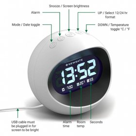 Newgate "Centre of the Earth" LCD Alarm Clock – White