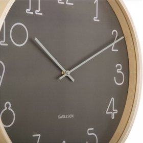 Karlsson Sencillo Wall Clock – Dark Grey Dial, Natural Birchwood Case