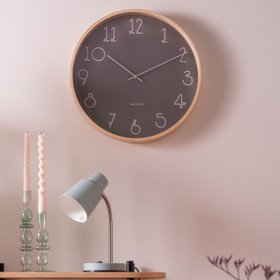 Karlsson Sencillo Wall Clock – Dark Grey Dial, Natural Birchwood Case