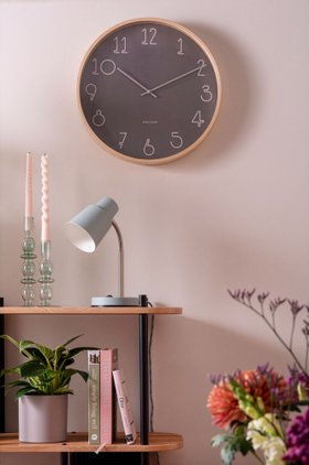 Karlsson Sencillo Wall Clock – Dark Grey Dial, Natural Birchwood Case