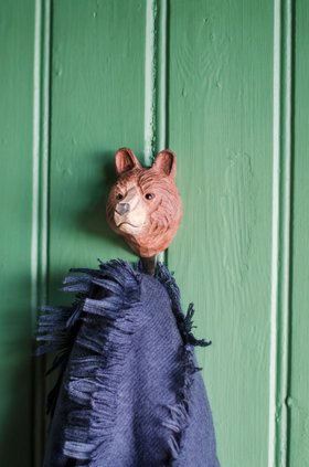 Hand-carved Brown Bear Wall Hook by Wildlife Garden
