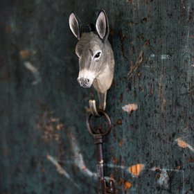 Hand-carved Donkey Wall Hook by Wildlife Garden