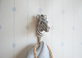Hand-carved Zebra Wall Hook by Wildlife Garden