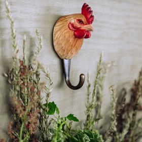 Wildlife Garden Wall Hook – Hen - hand-carved