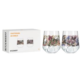 Ritzenhoff Shadow Fauna Gin Tumbler Set design Leopard & Owl