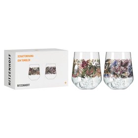 Ritzenhoff Shadow Fauna Gin Tumbler Set design Leopard & Owl