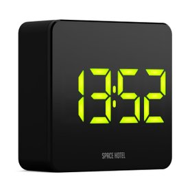 Newgate LED Alarm Clock Space Hotel Orbatron in Black with green LED numerals