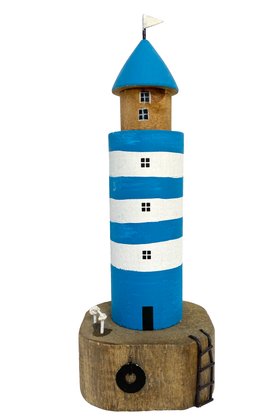 Cornish Lighthouse White/Cobalt Blue Stripes