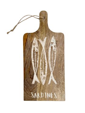 Wooden Etched Serving Tray - Sardines