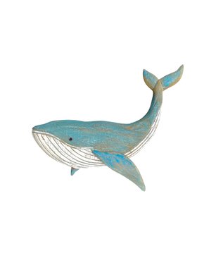 Wooden Whale Sculpture Wall Art