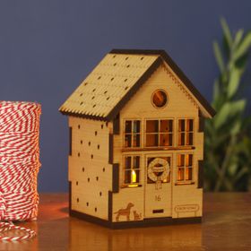 Personalised Wooden Christmas House Tea Light Holder