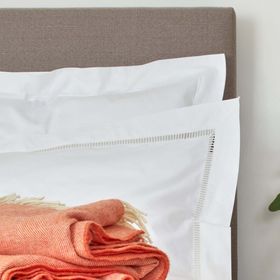Shoreditch Ladder Stitch Detail White Cotton Sateen Luxury Bed Linen