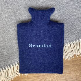 Grandad Personalised Embroidered  Hot Water Bottle - Pure Wool