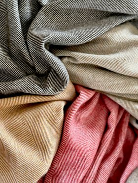 Kendal Herringbone Mead Olive Tabasco Soft Merino Wool Blanket