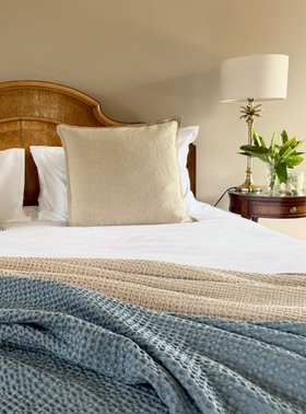 Portofino Cotton Waffle Blanket or Throw - Smoke Blue