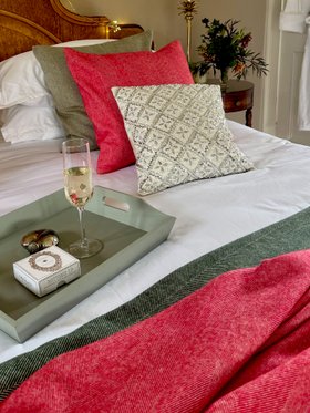 Kendal Herringbone Red Soft Merino Wool Blanket - Christmas Image